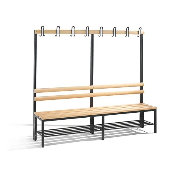 Bænk, CP Basic, 165 x 196 x 40,3 cm, med skohylde/knage bøg/antracit