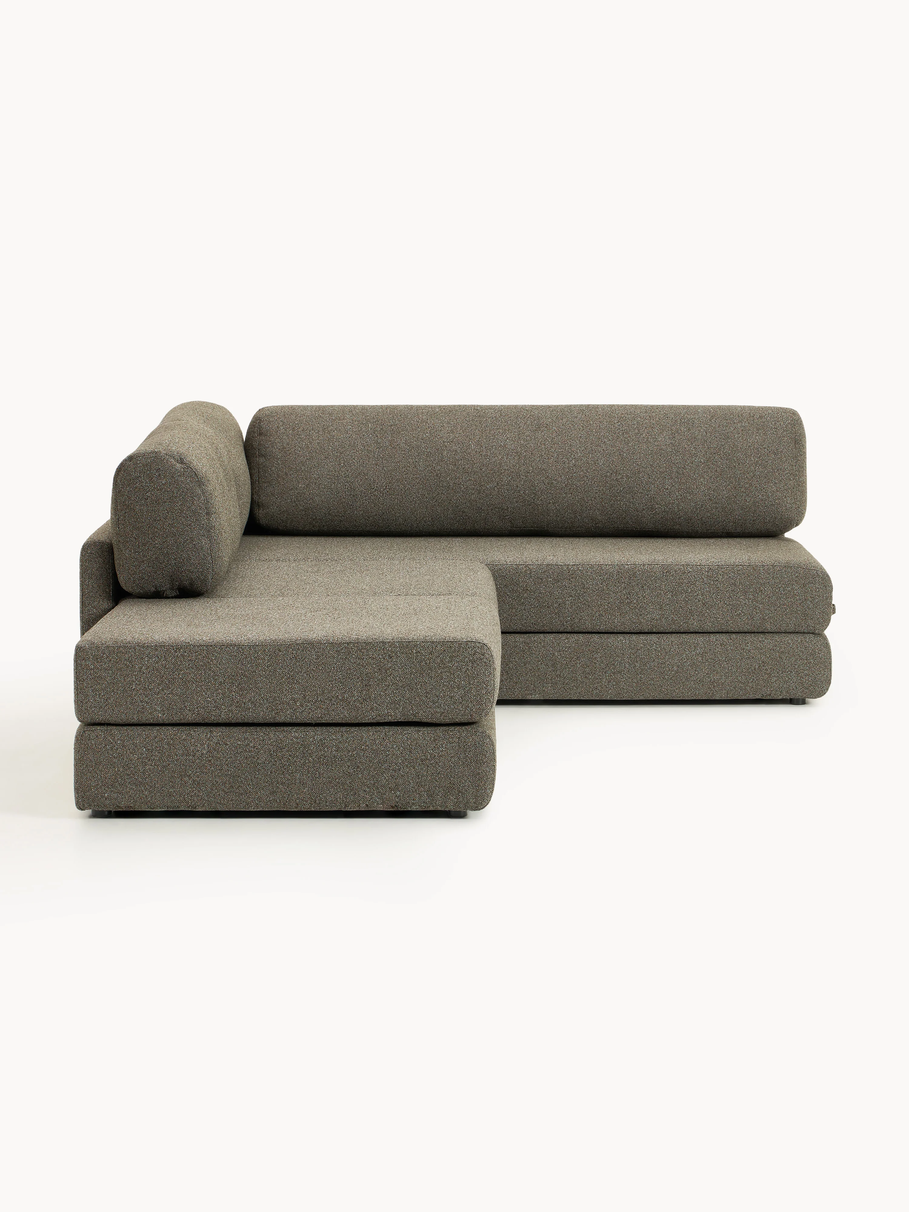 Bouclé hoekbankbed Ladina met opbergruimte