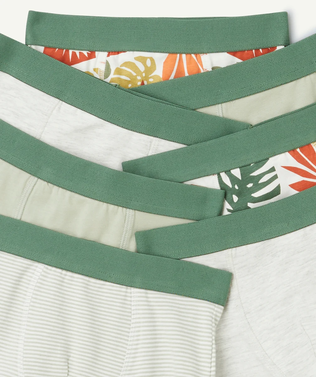 lot de 7 boxers garçon en coton biologique gris et vert thème jungle