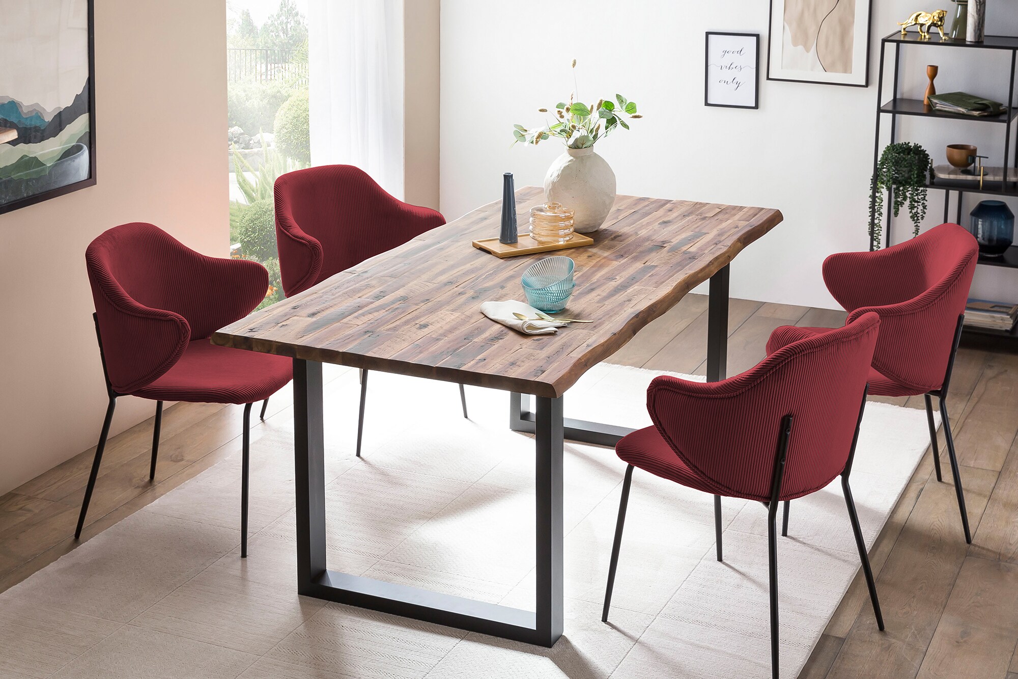 Armlehnstuhl 2er Set beere Polsterstuhl Esszimmerstuhl Wohnzimmer Stuhlset