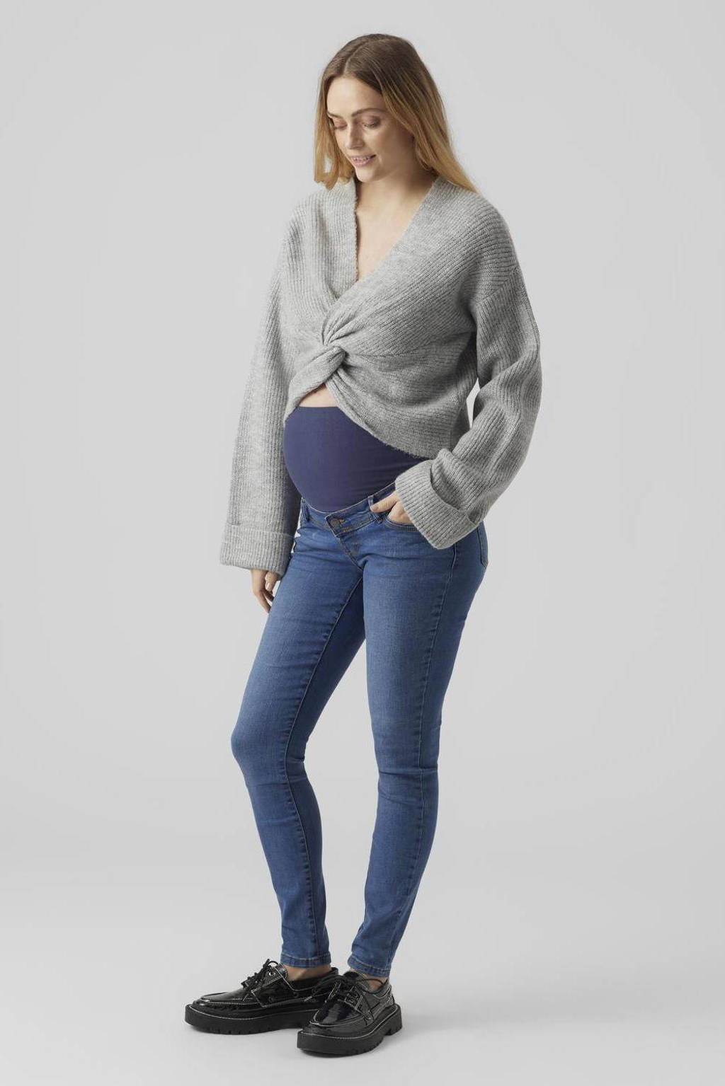 MAMALICIOUS cropped zwangerschapstrui MLSVALA grijs