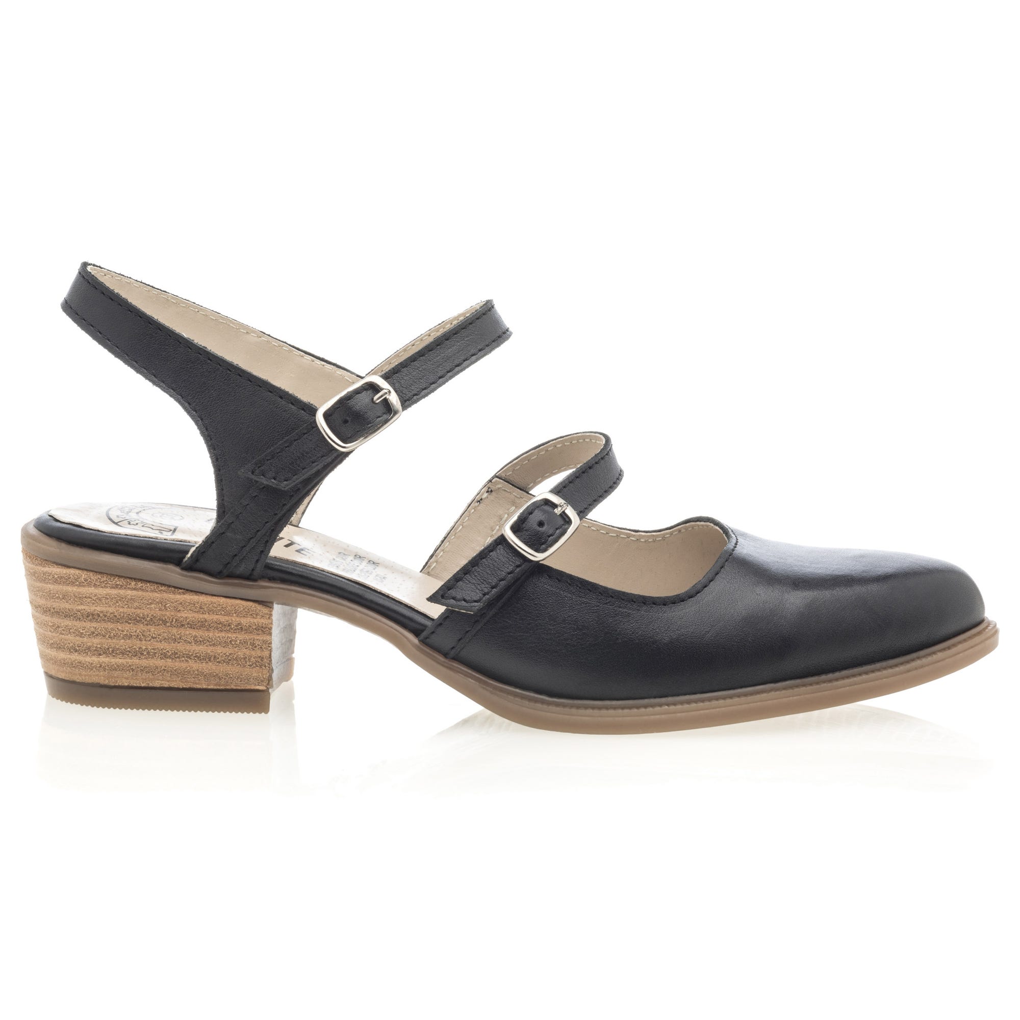 Escarpins avec bride arrière Femme en cuir noir