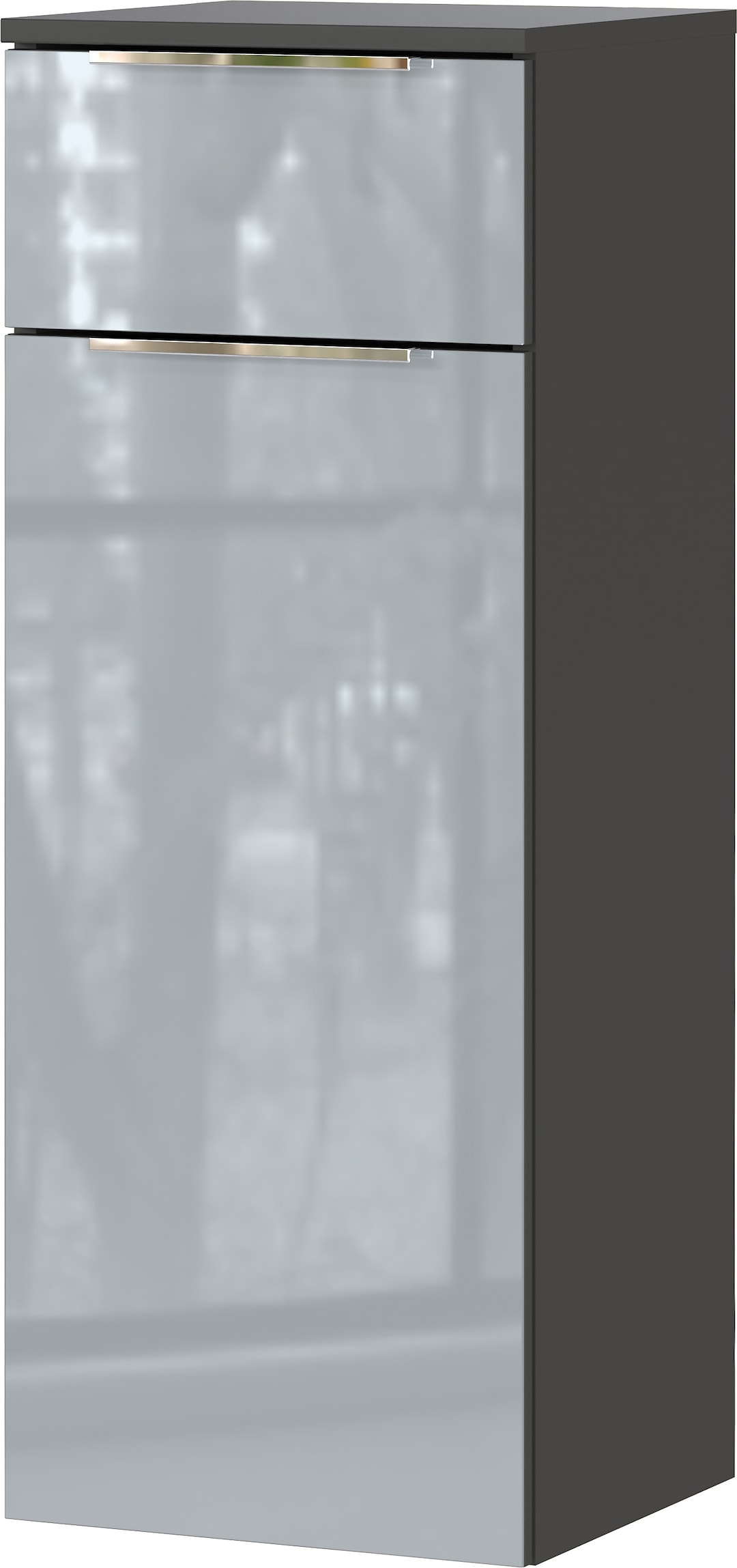 Midischrank JAN 36x93x34 cm graphit/silbergrau Glasfront