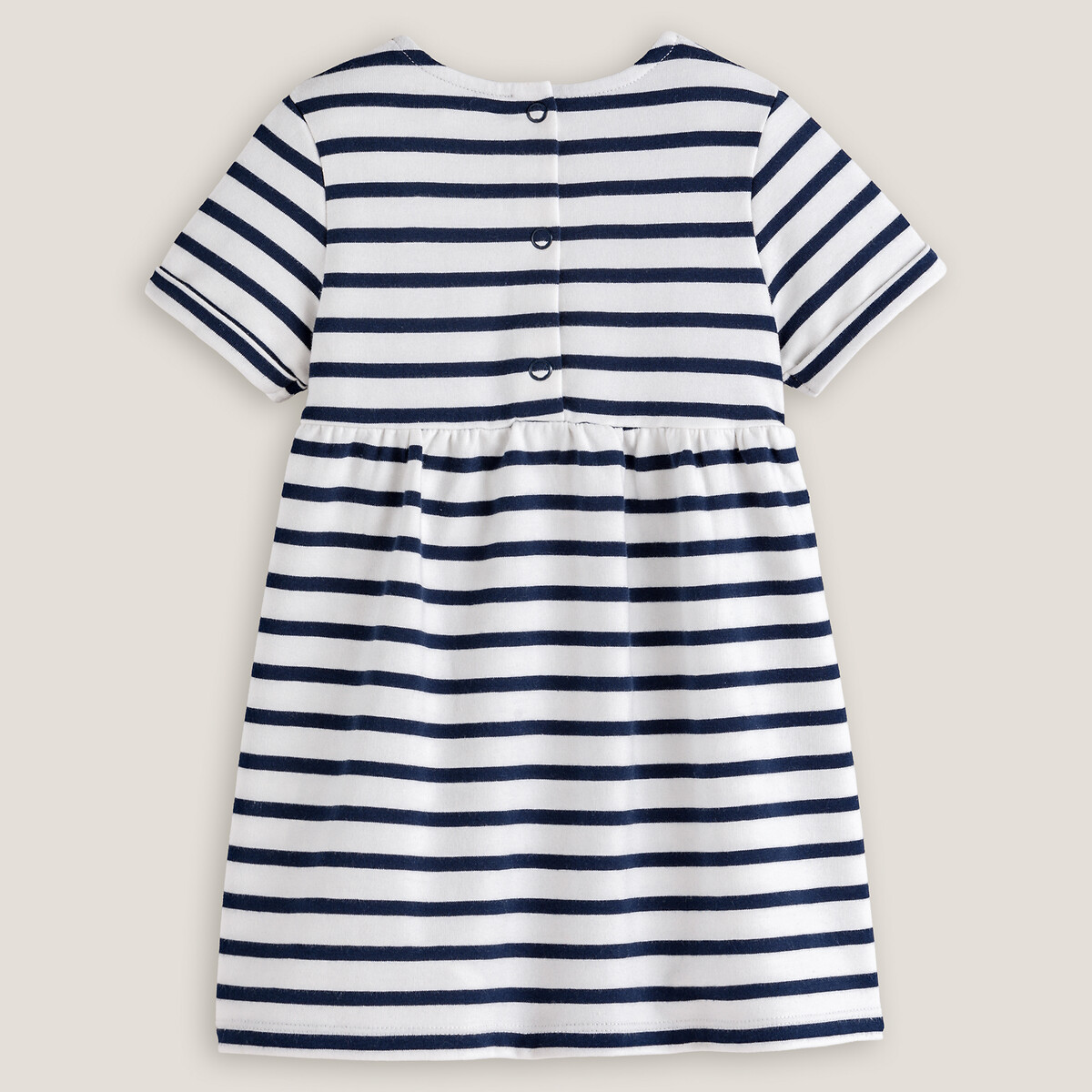 COLEÇÃO LA REDOUTE<br>Vestido listrado com mangas curtas, em fleece
