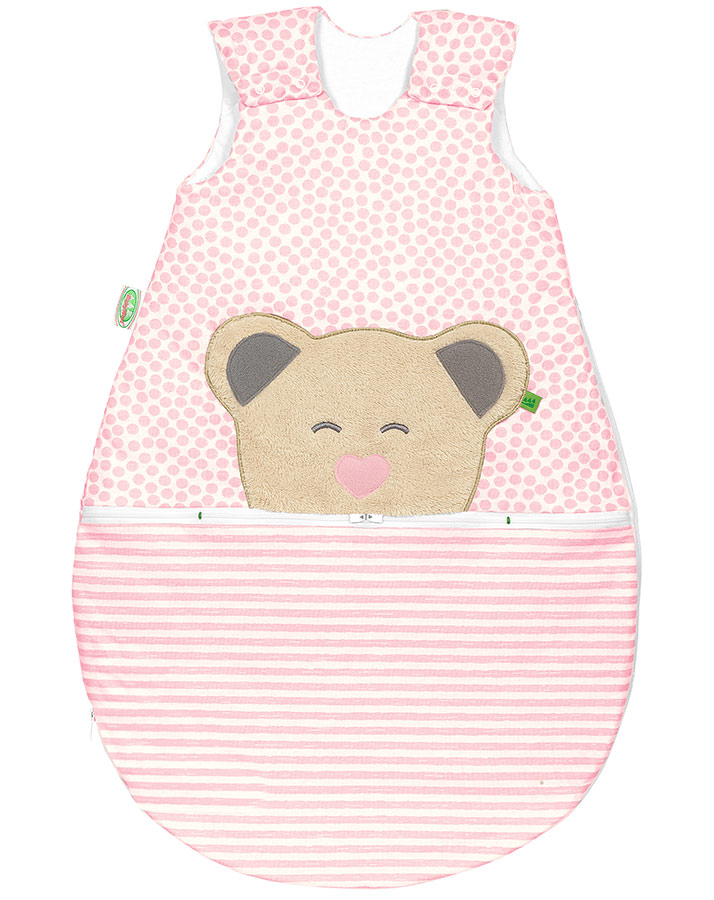 Jersey-Schlafsack MUCKI® AIR DOTS AND STRIPES in rosa/weiß