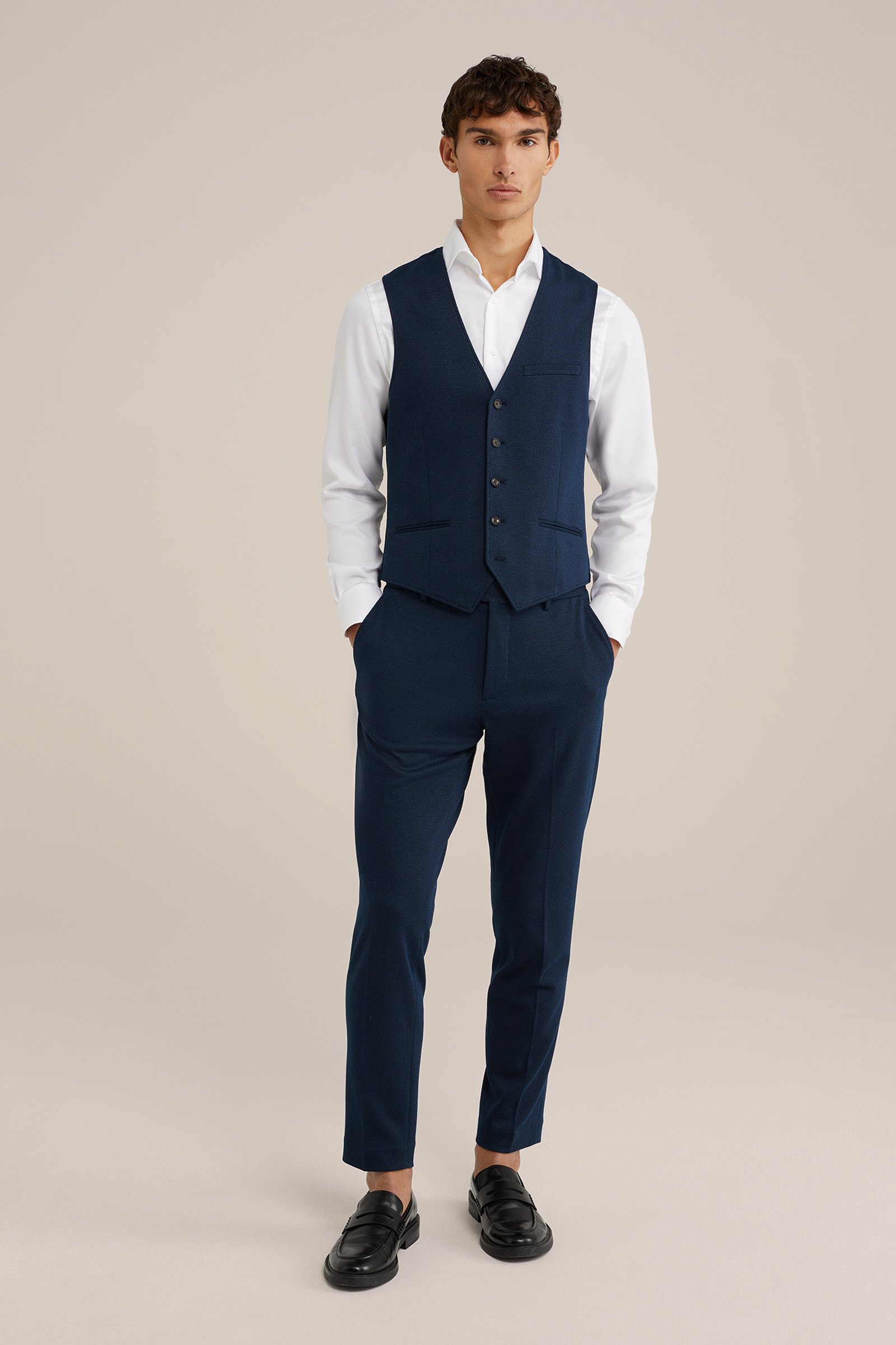 melange stretch kwaliteit gilet WE Fashion Donkerblauw