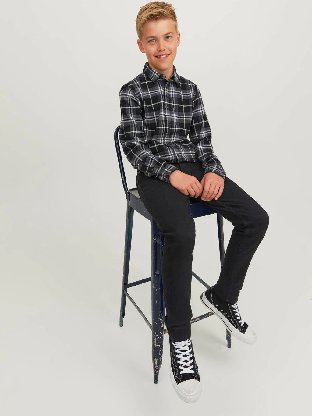 Jeans zwart jongenslow waist slim fit jeans JJIGLENN JJORIGINAL black denim