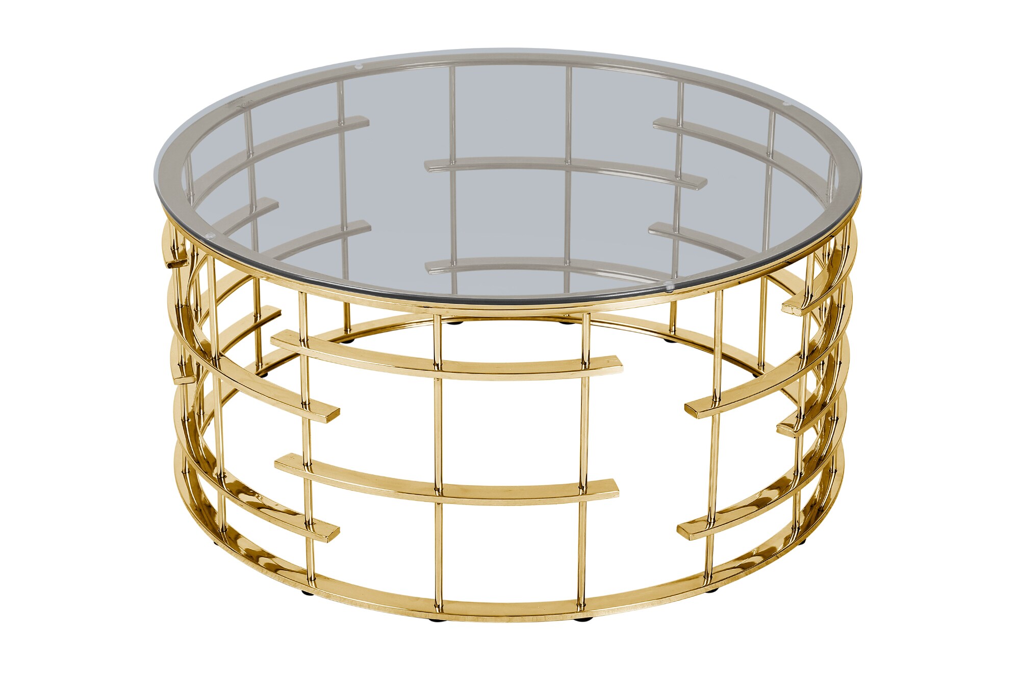 Couchtisch Ø 80 cm gold grau Glastisch Beistelltisch Sofatisch Wohnzimmertisch
