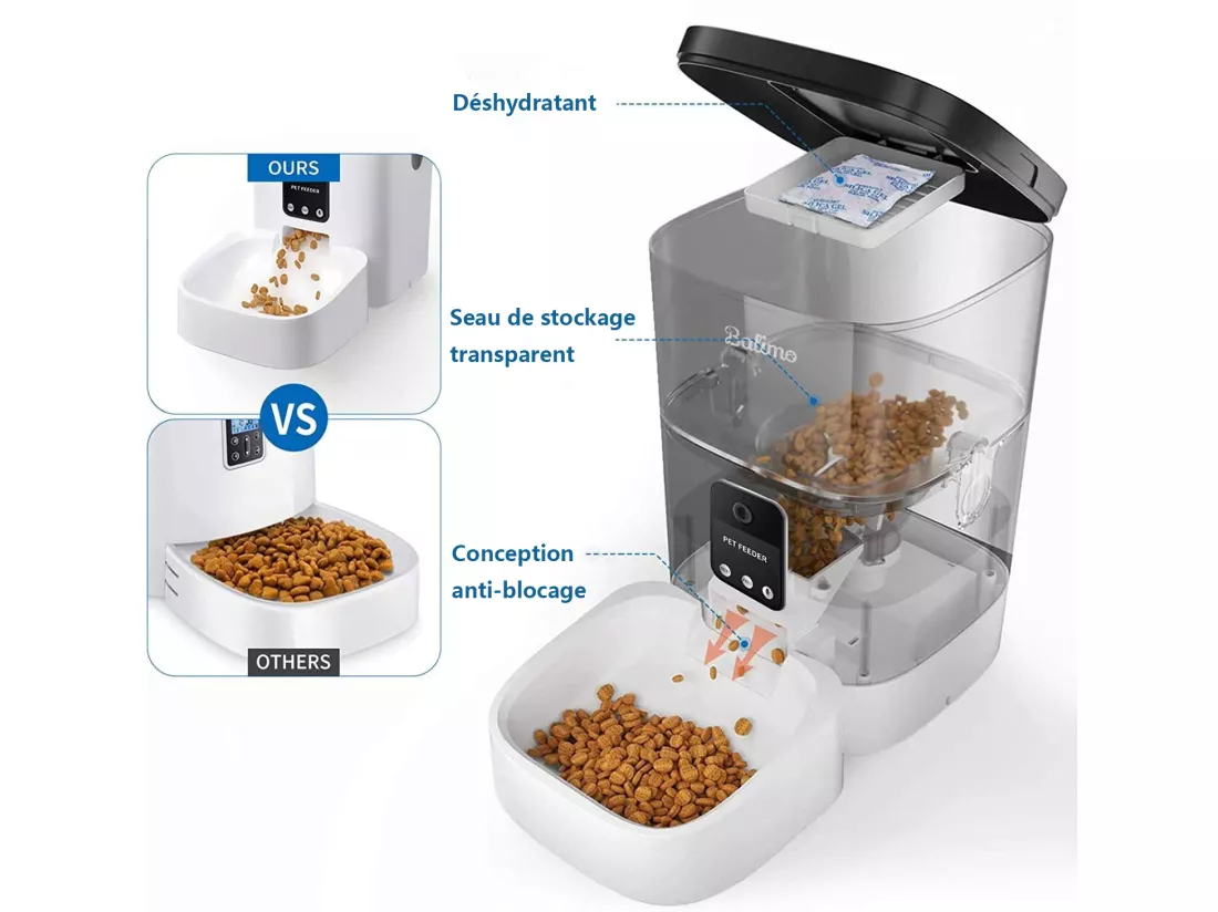 Balimo Distributeur de Croquettes Automatique 4L pour Chats/Chiens avec Webcam WiFi 2.4G,avec Contrôle APP, Caméra HD 1080p,​Enregistrement Vocal