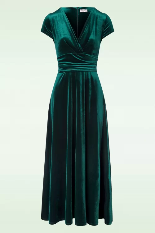 Vintage Chic for Topvintage Olivia maxi fluwelen jurk in groen
