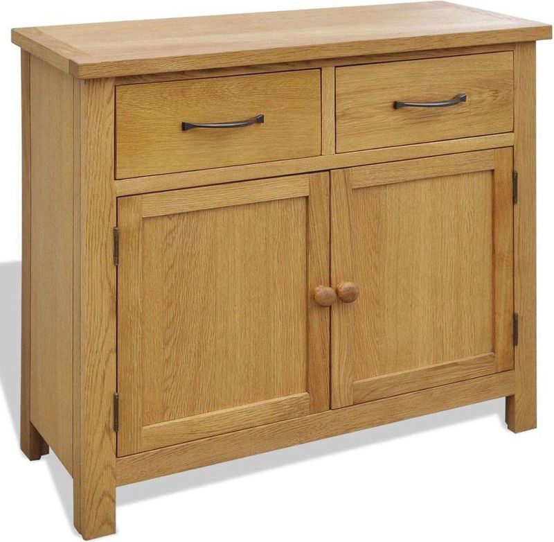 vidaXL - Dressoir - Massief Eikenhout - 90x33,5x83 cm - 2 Kastjes en 2 Lades