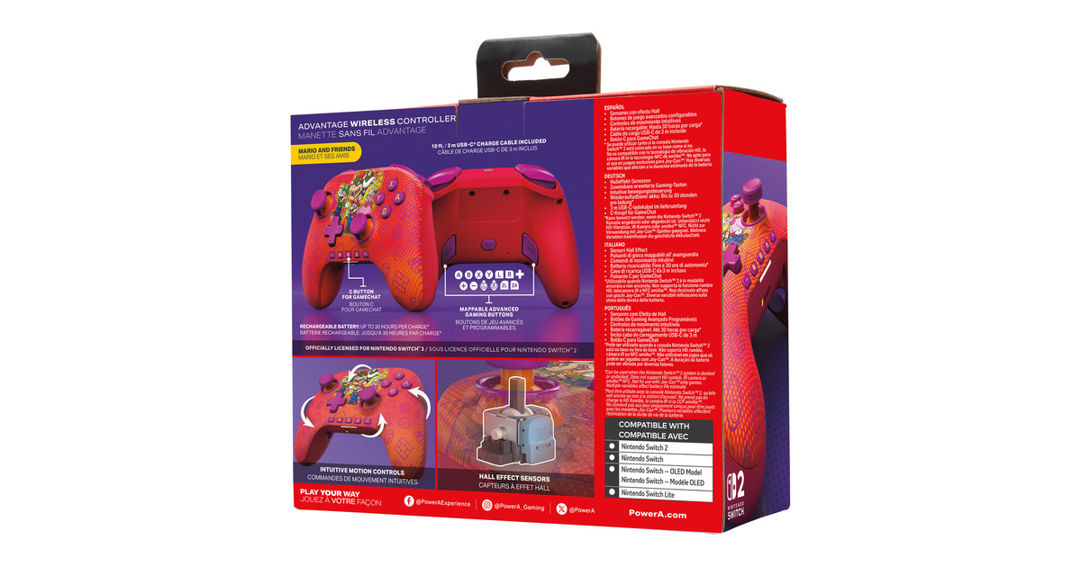 PowerAAdvantage draadloze controller voor Nintendo Switch 2 - Mario en vrienden  (Rood)