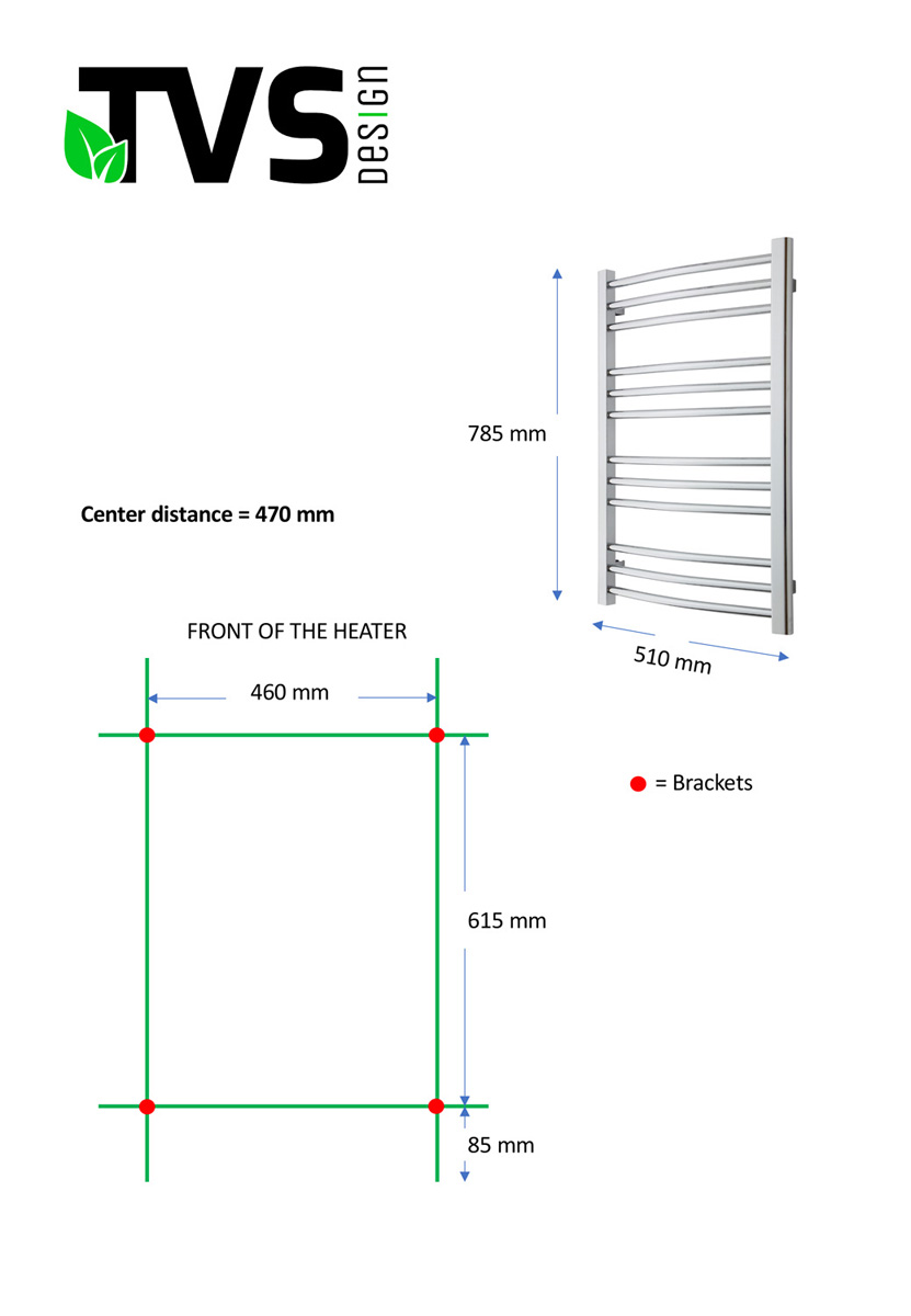 TVS Design Nemo handdoekradiator chroom 199W 78,5x51cm