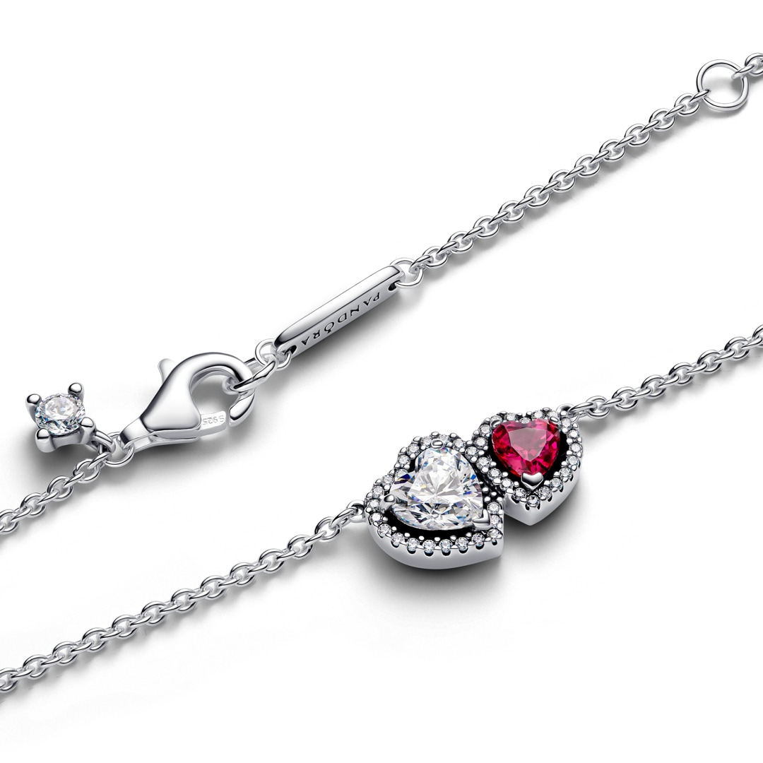 Pandora Timeless Strahlenkranz Herzen Anhänger-Halskette 925 Silber
