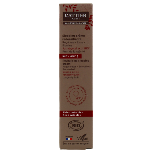 Crème nuit redensifiante Cattier - Anti-âge rides installées