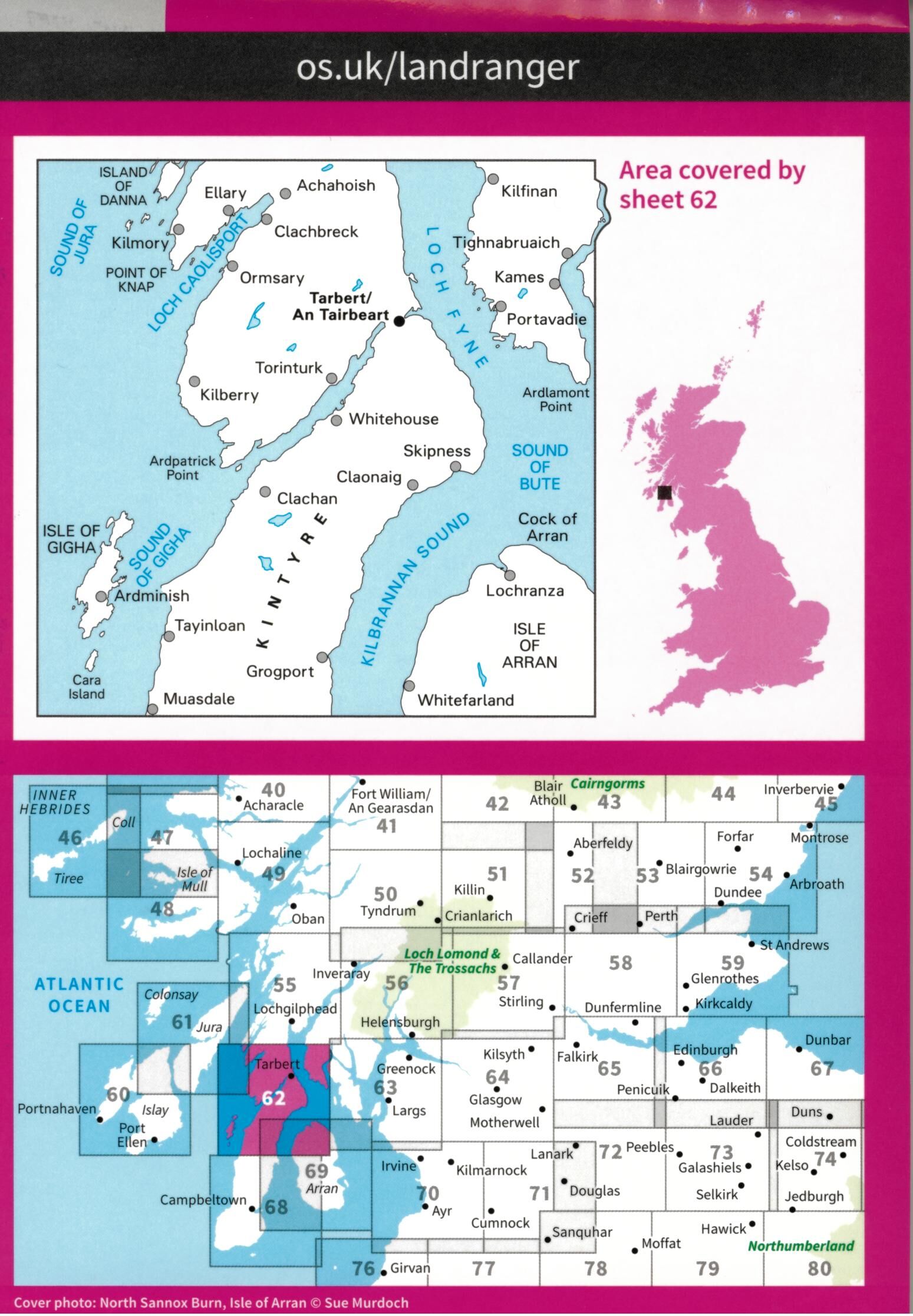 ORDNANCE SURVEY - 62 GB NORTH KINTYRE TARBERT 1 50 000