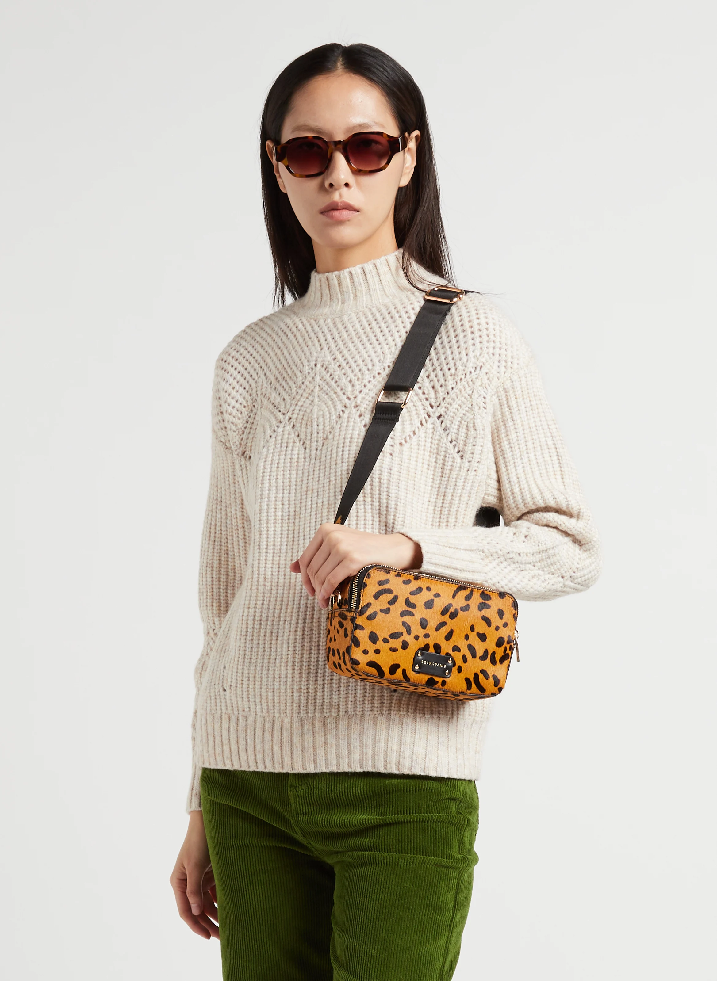 ABRI - Sac bandoulière en cuir poulain imprimé | Multicolore