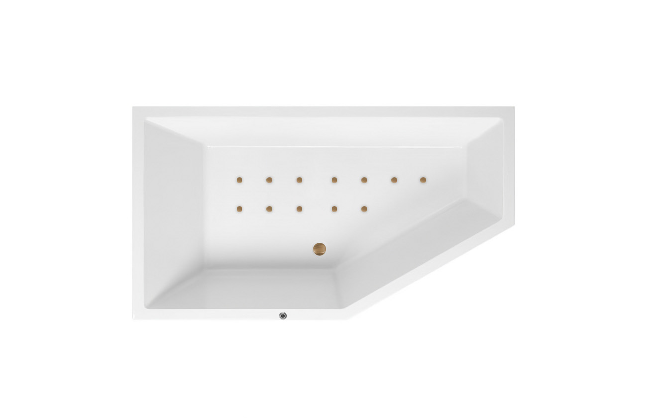 Lambini Designs Florence bubbelbad 160x90cm elektronisch links met 12 aerojets goud