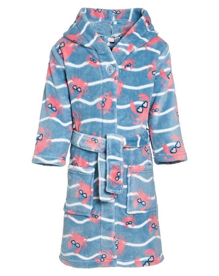 Fleece-Bademantel KREBS in blau/pink
