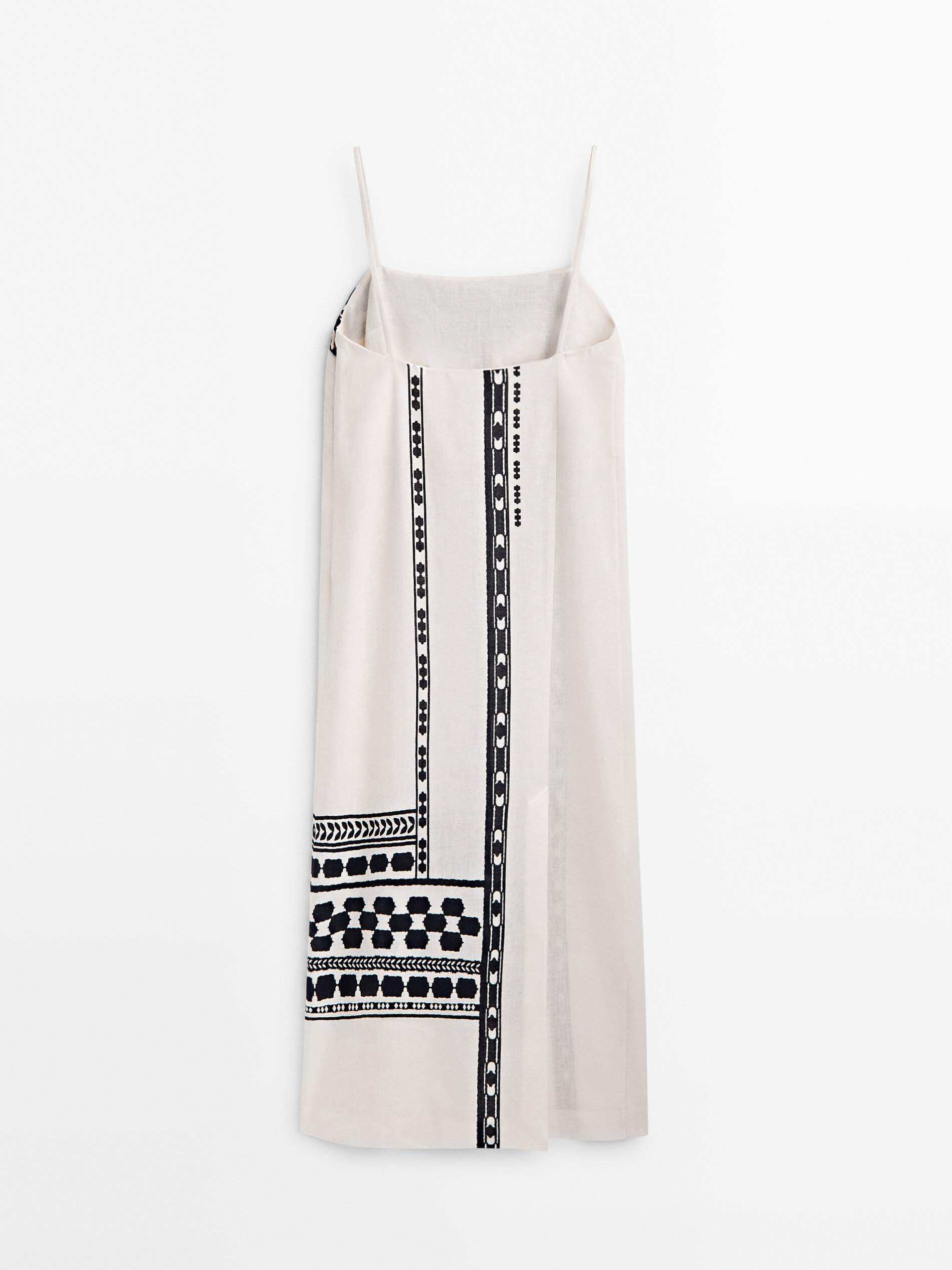 Vestido midi com alças e detalhe de acabamento - OFF-WHITE