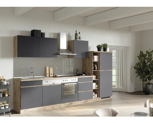 Held Furniture Keukenmeubel zonder apparatuur PISA 330 cm grijs mat gedemonteerd omkeerbaar variant 1106.6311