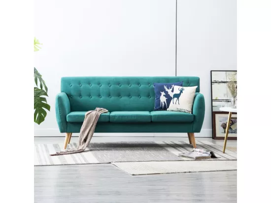 NETTLIFE Canapé à 3 places revêtement en tissu 172x70x82 cm vert