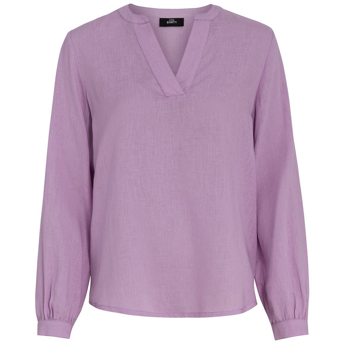Gina Benotti Damen Leinen-Bluse mit kurzem Stehkragen helllila