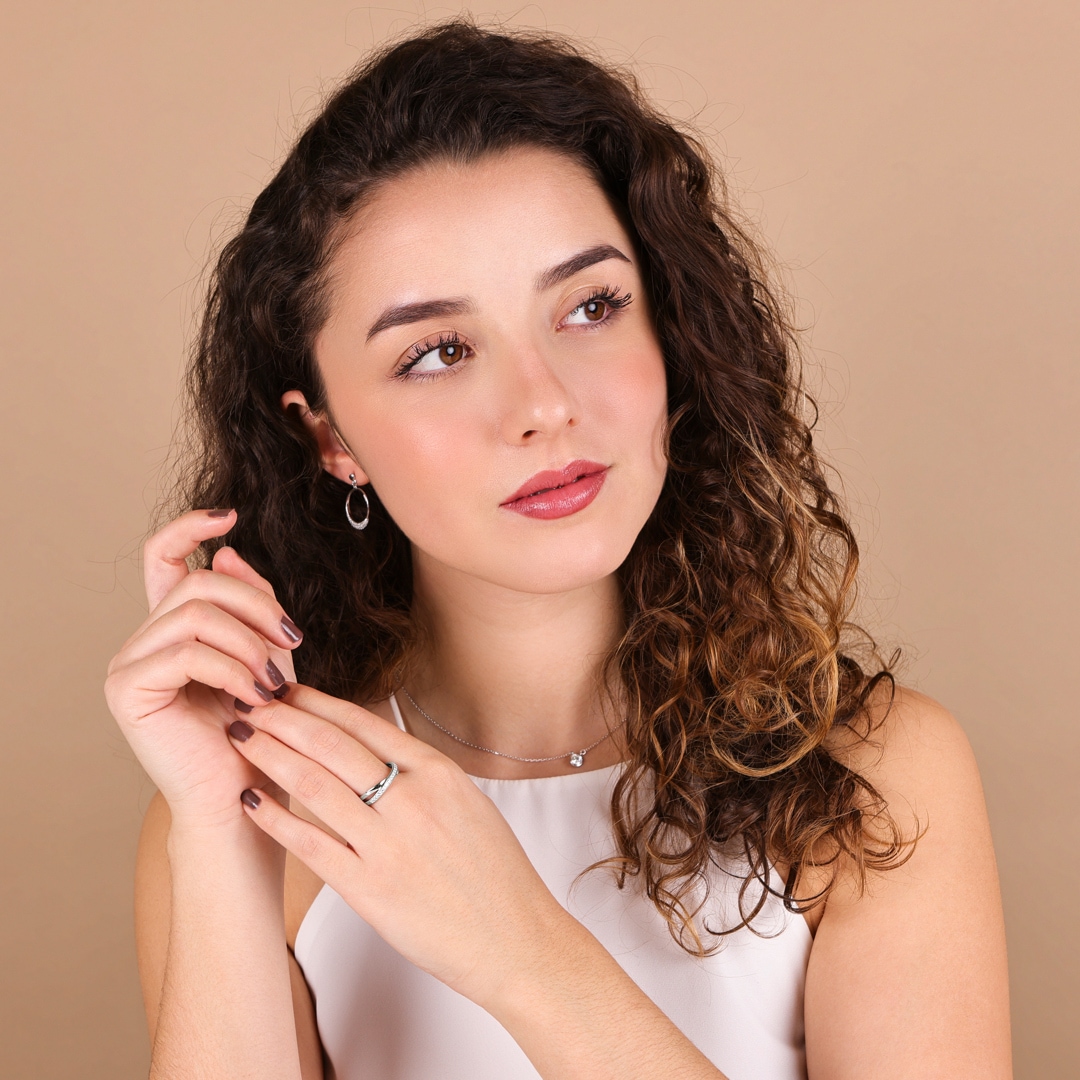 Damenring 925 Silber rhodiniert mit Zirkonia rund