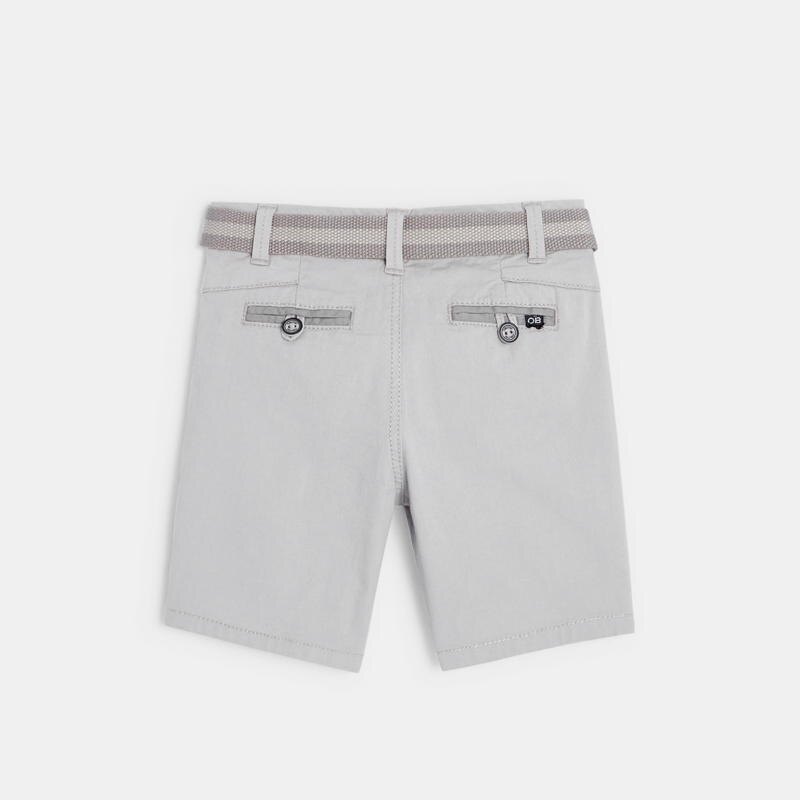 Bermuda toile unie et ceinture rayée gris bébé garçon Gris ou noir