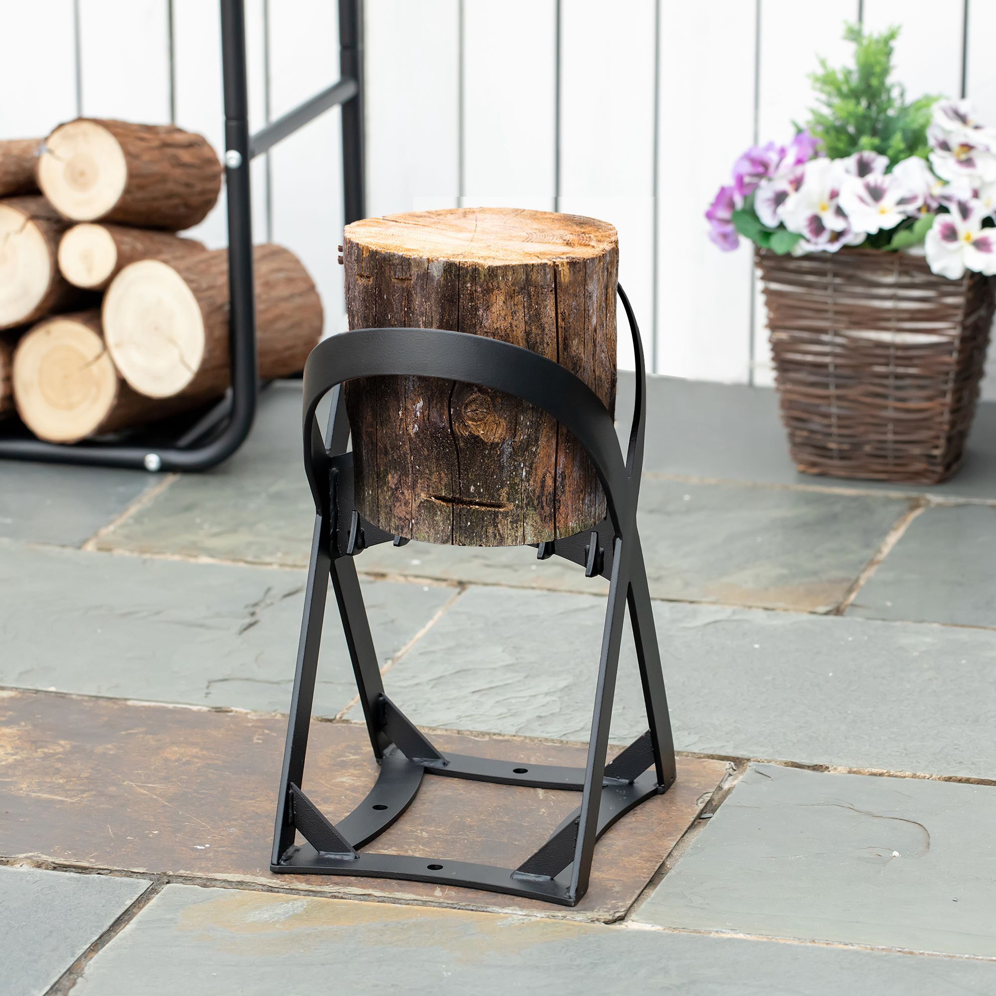 Outsunny Holzspalter mit Stahlrahmen schwarz 24,4L x 20,8B x 37,4H cm