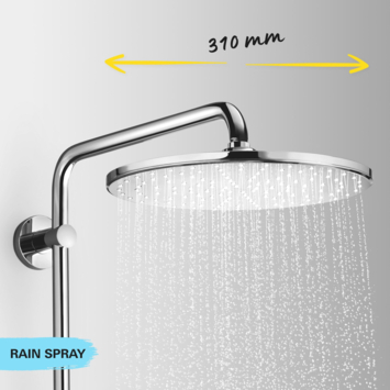 Grohe regendoucheset Quickfix Vitalio Joy XXL - hoofddouche 31 cm - met handdouche en thermostaatkraan 3 standen chroom - hartafstand kraan 15 cm