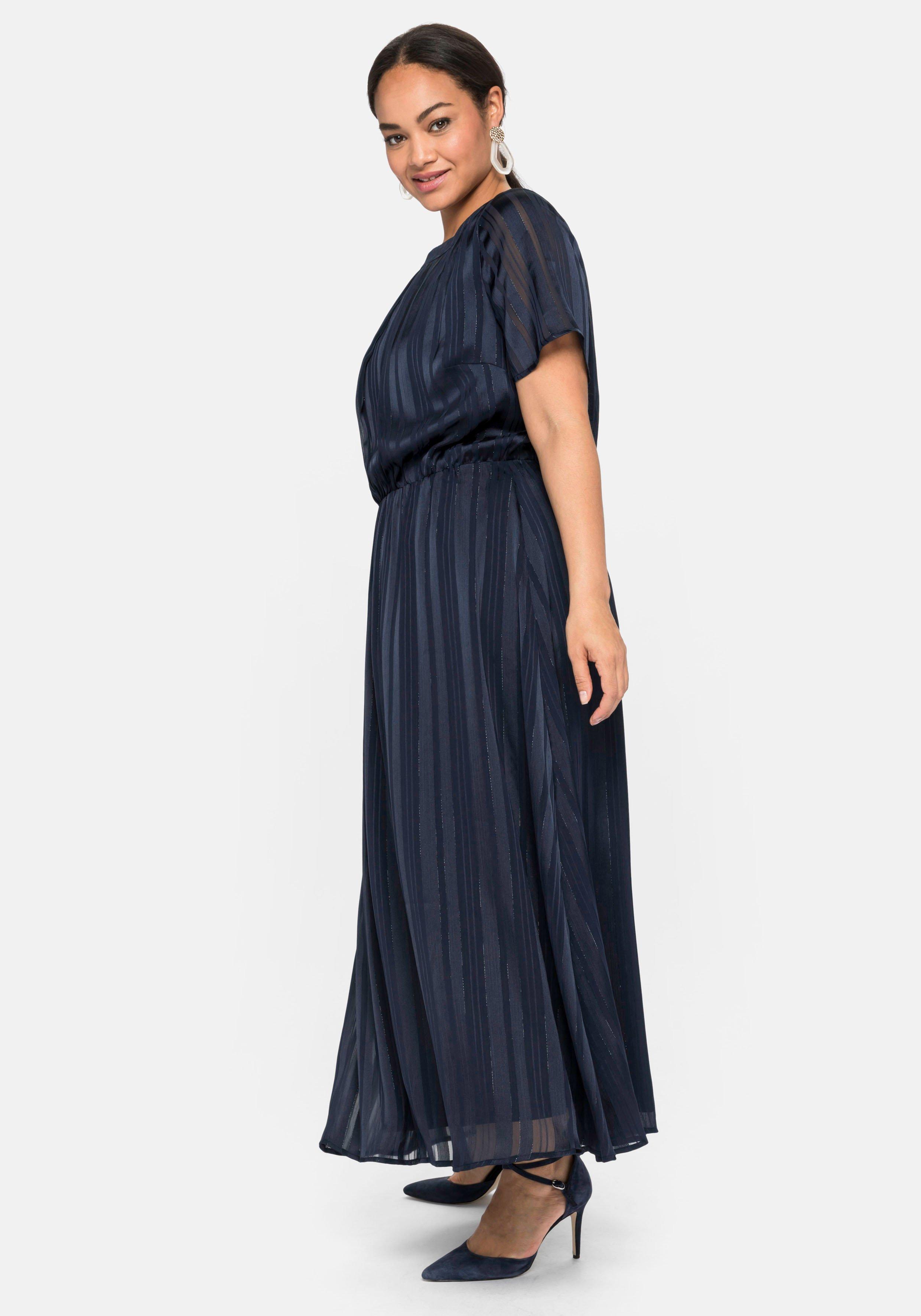 Abendkleid mit Streifen-Jacquard und Metallic-Effekt
