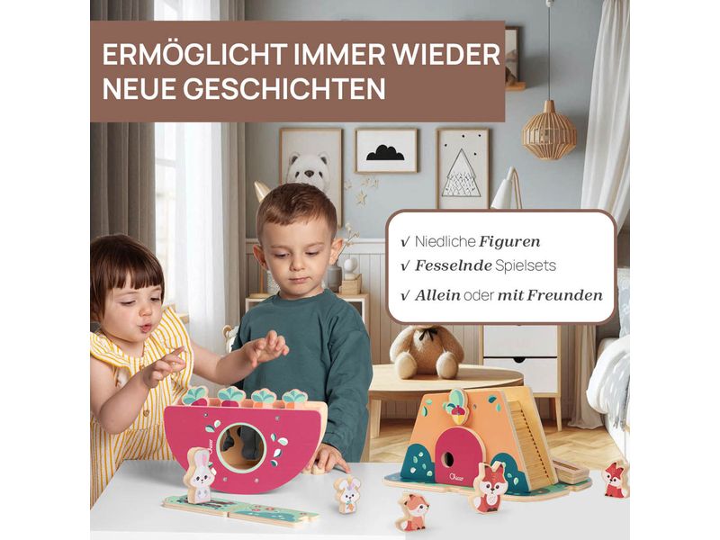 Chicco Steckspiel My Wood Friends – Der Hasenhügel Spielset aus Holz