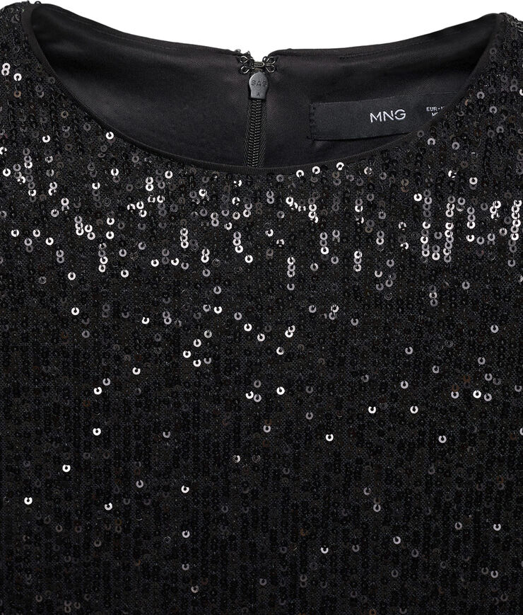 MANGO Short-sleeved sequined t-shirt Black