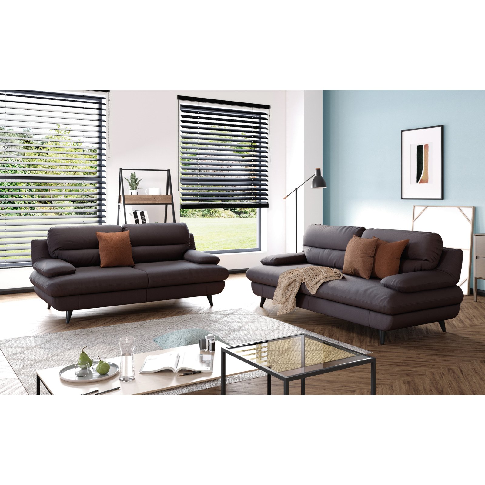 2.5er-Sofa Pike Leder dunkelbraun