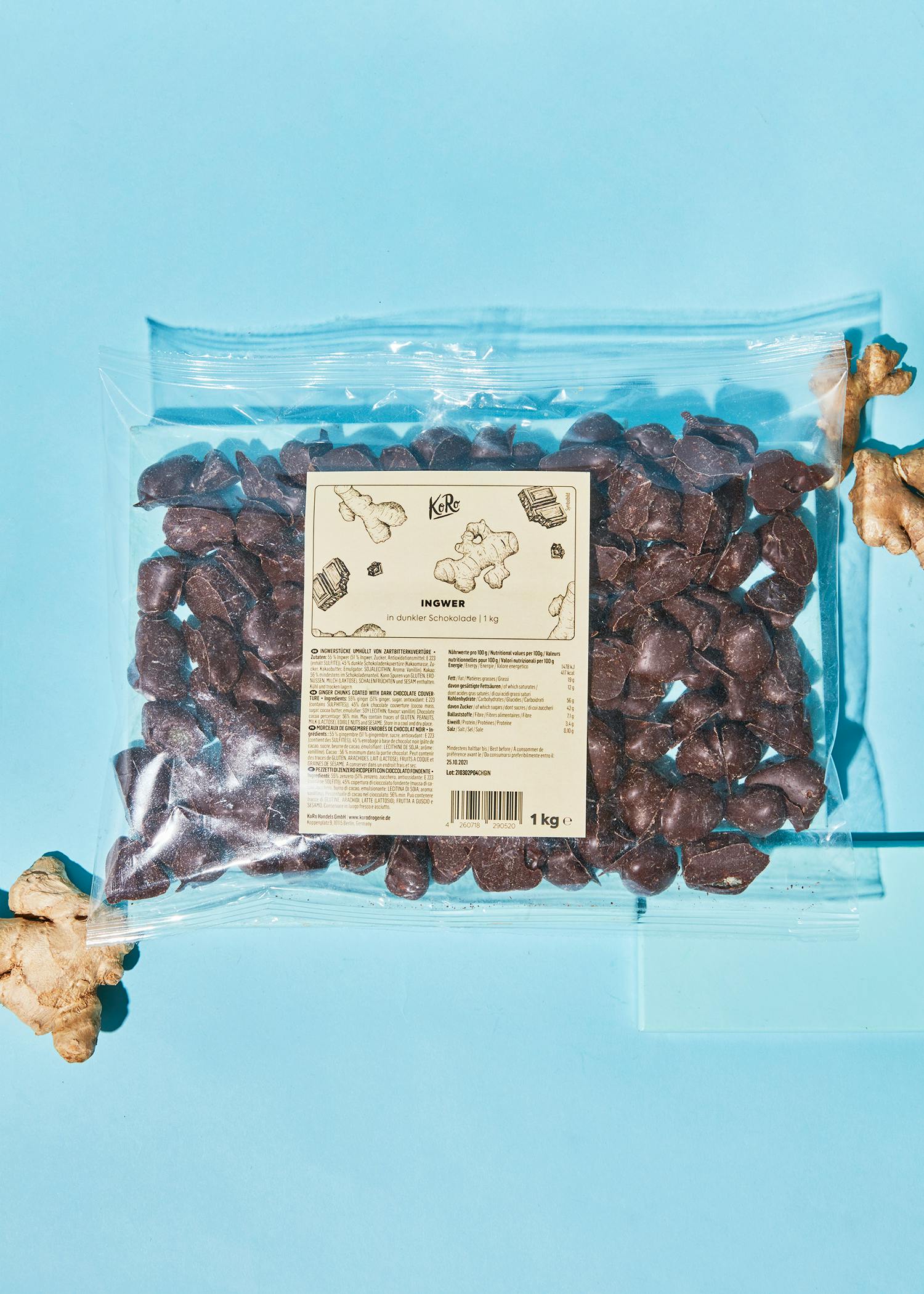 Ingwer in dunkler Schokolade 1 kg