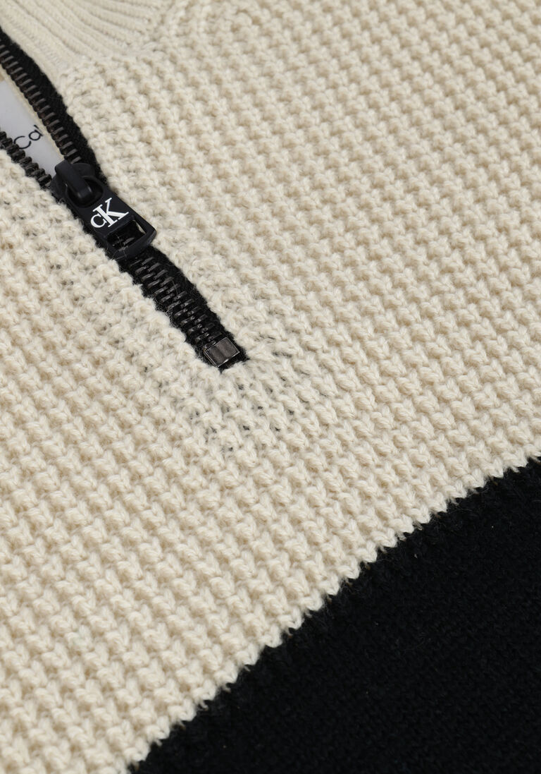 CALVIN KLEIN beige calvin klein trui clr block zip up sweater