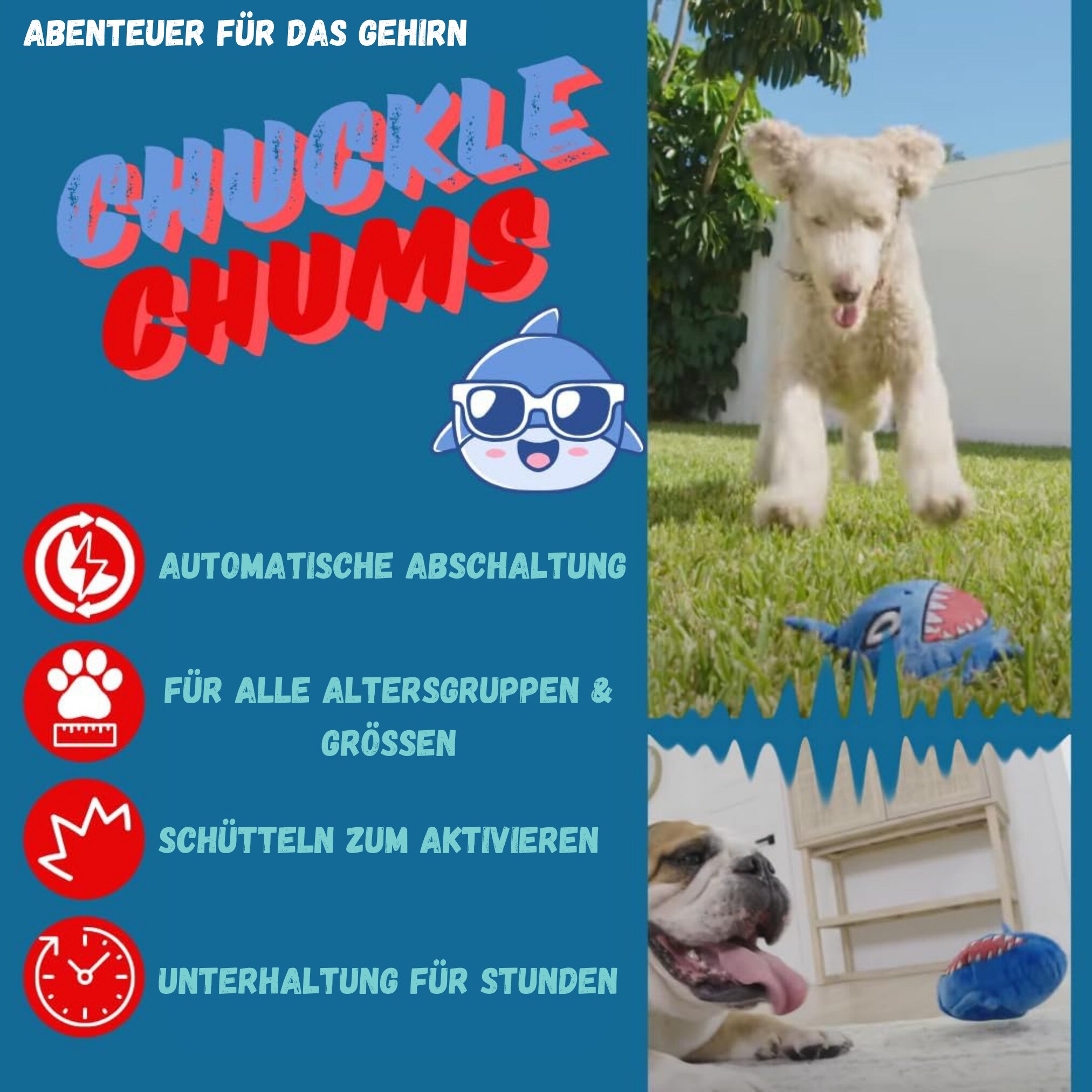 Best Direct® Interaktives Plüsch Hundespielzeug - Kauspielzeug Chuckle Chums