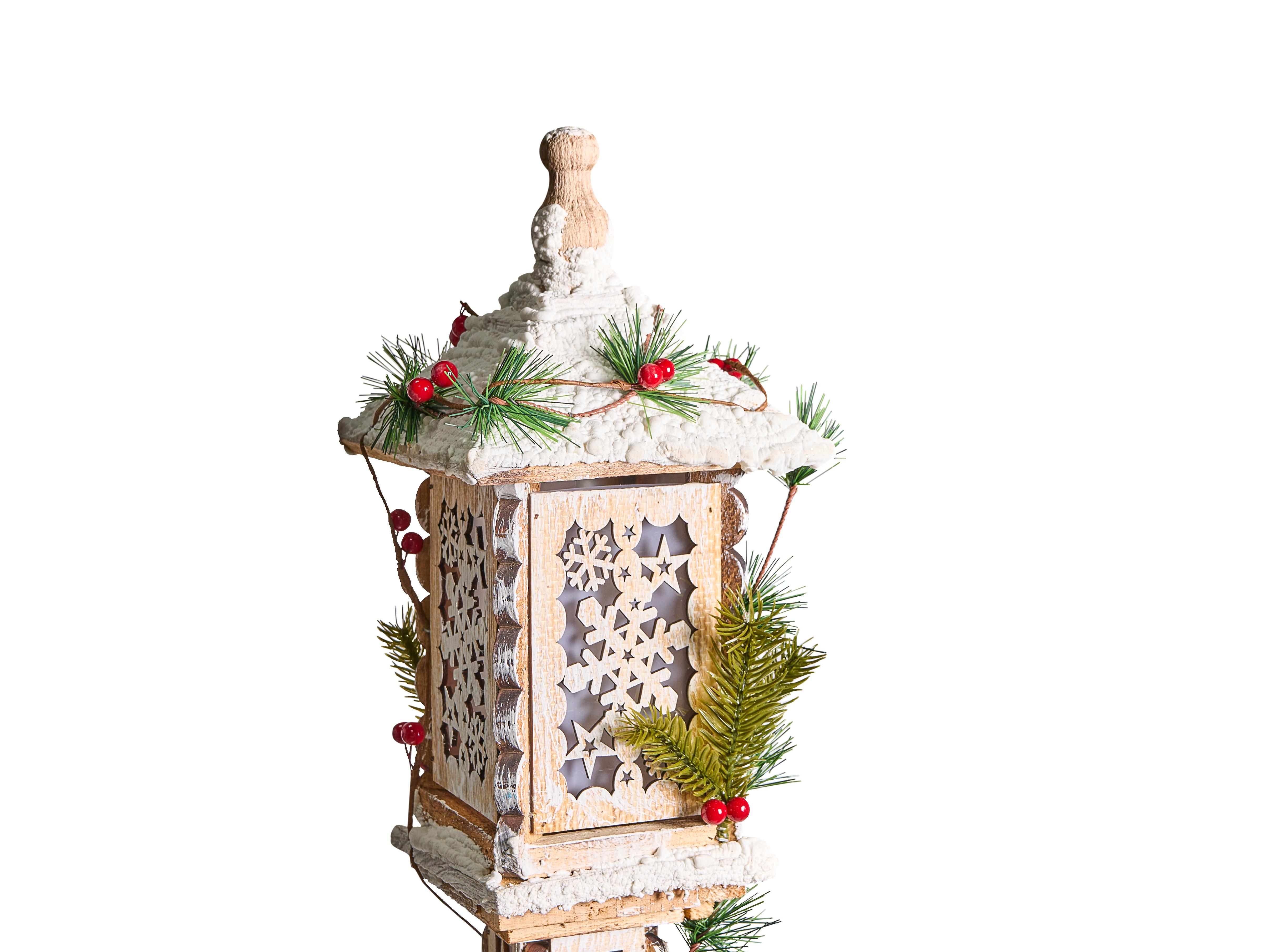 Kerstdecoratie LED LENTIRA Kerstlantaarnpaal 80 cm Lichtbruin