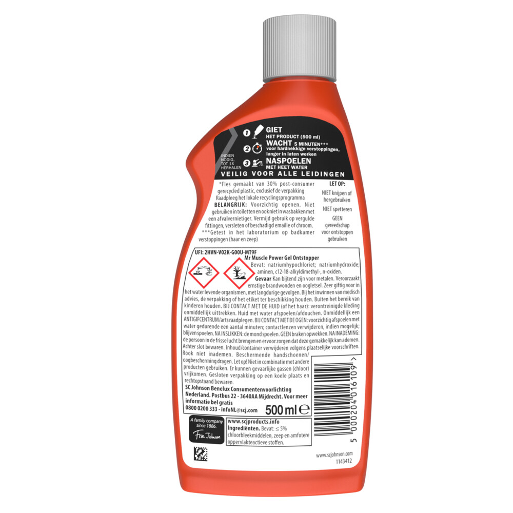4x Mr. Muscle Power Gel Ontstopper 500 ml