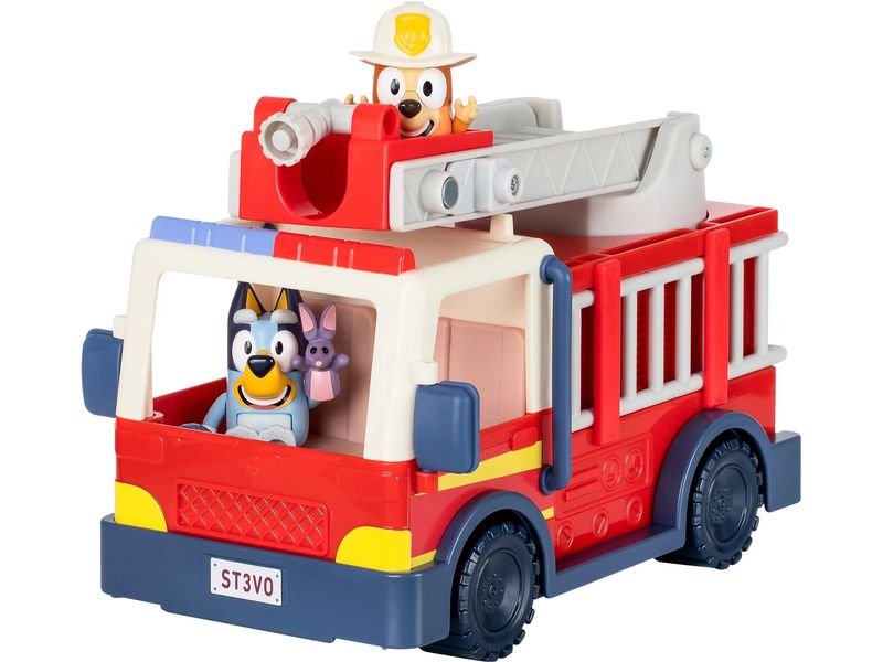 moose Figurenset Bluey Feuerwehrauto 3 Figuren Spielset mit Bingo, Bluey und Bob Bilby