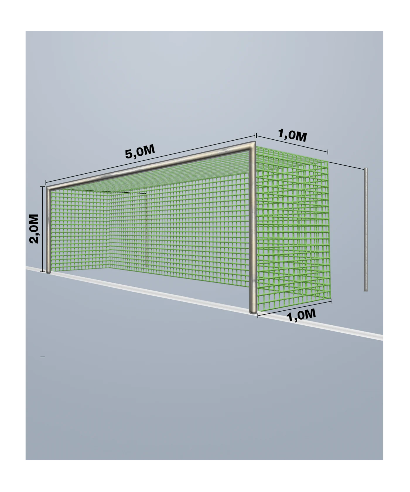 Cawila Tornetz 5,15x2,05m | Tiefe 1,0x1,0m | Maschenweite 12cm | Stärke 4mm | grün