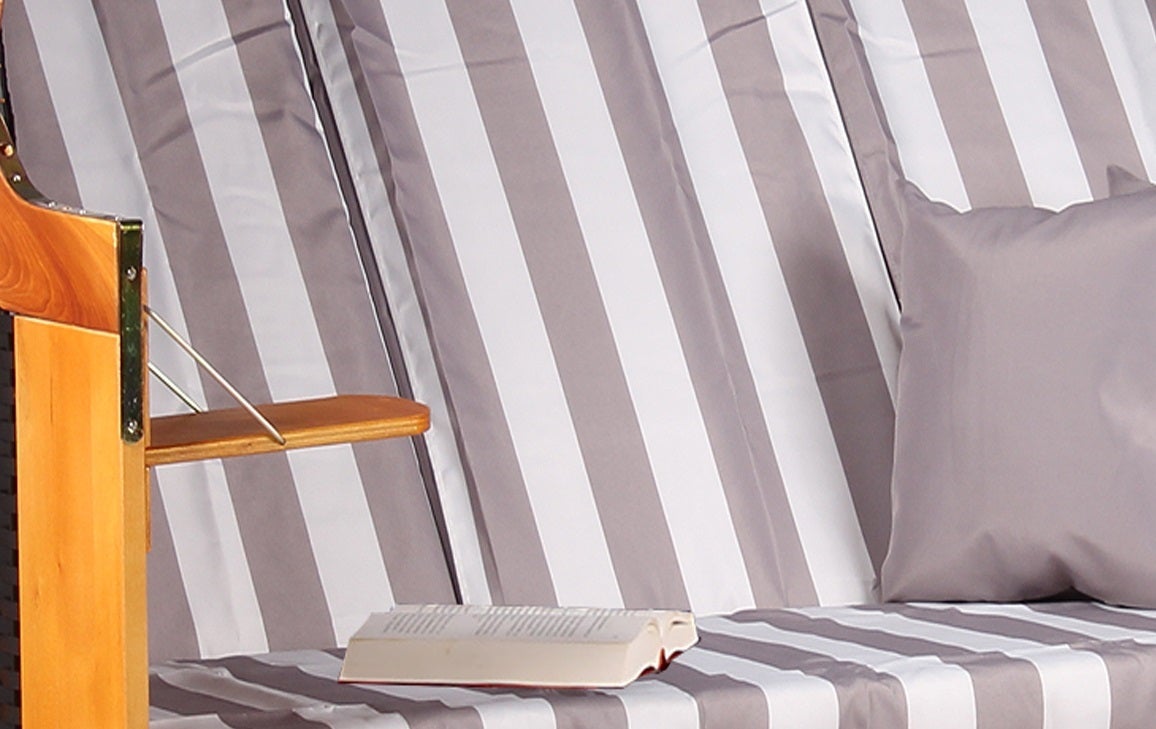 Baltische strandstoel, driezits, PE, zwart, grijs en wit design