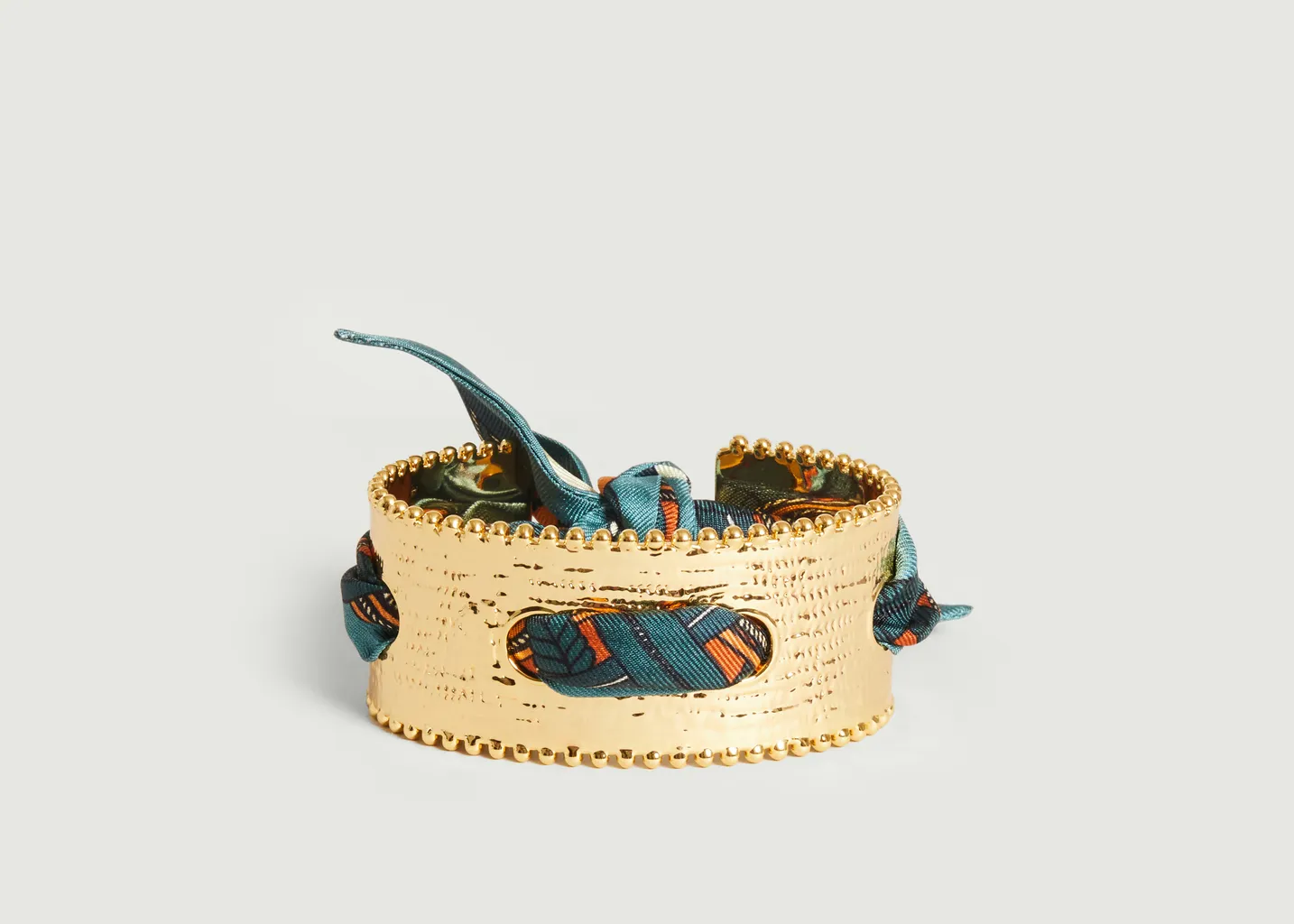Bracelet manchette plaqué or et soie Diva Tresse An-nee