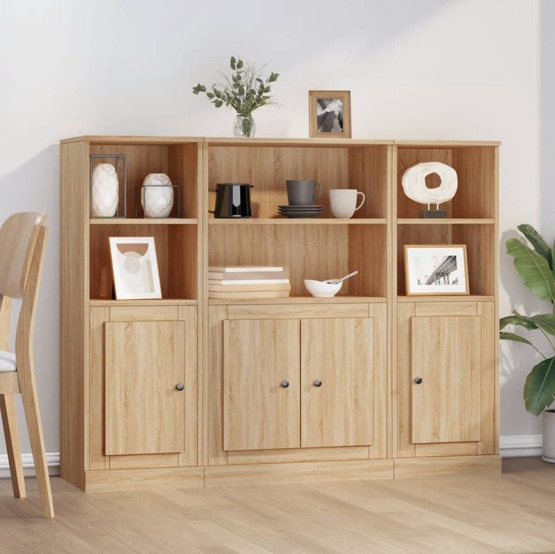 vidaXL - Hoge Kasten - Bewerkt Hout - Sonoma Eikenkleurig - Set van 3