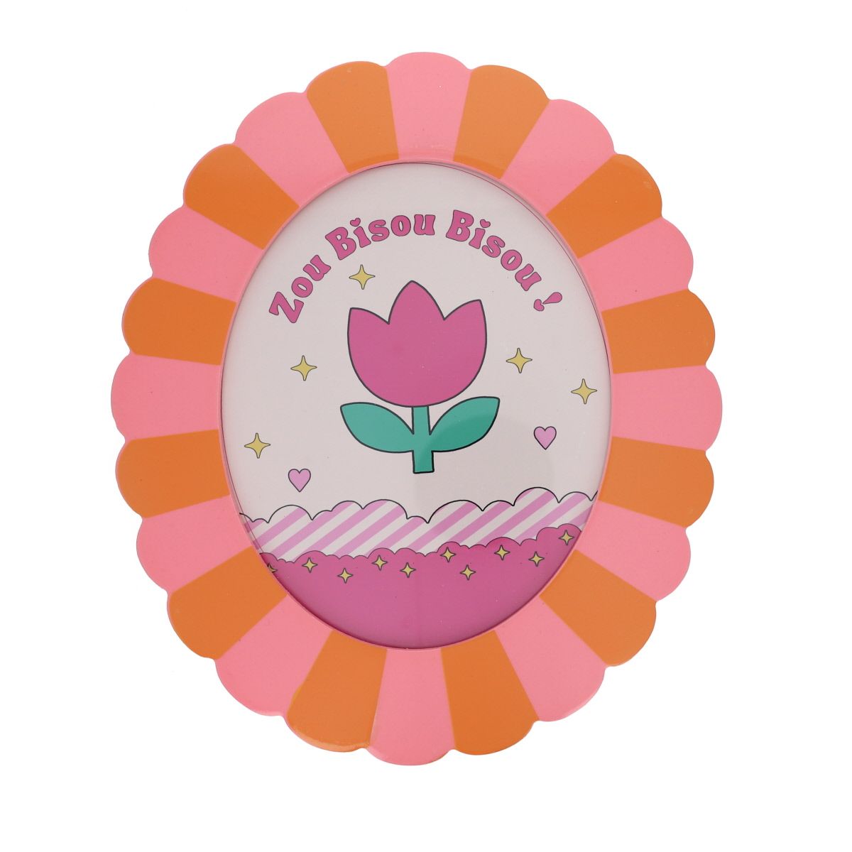 Grand cadre fleur rose et orange - Zou Bisou Bisou ! Atelier jasmin
