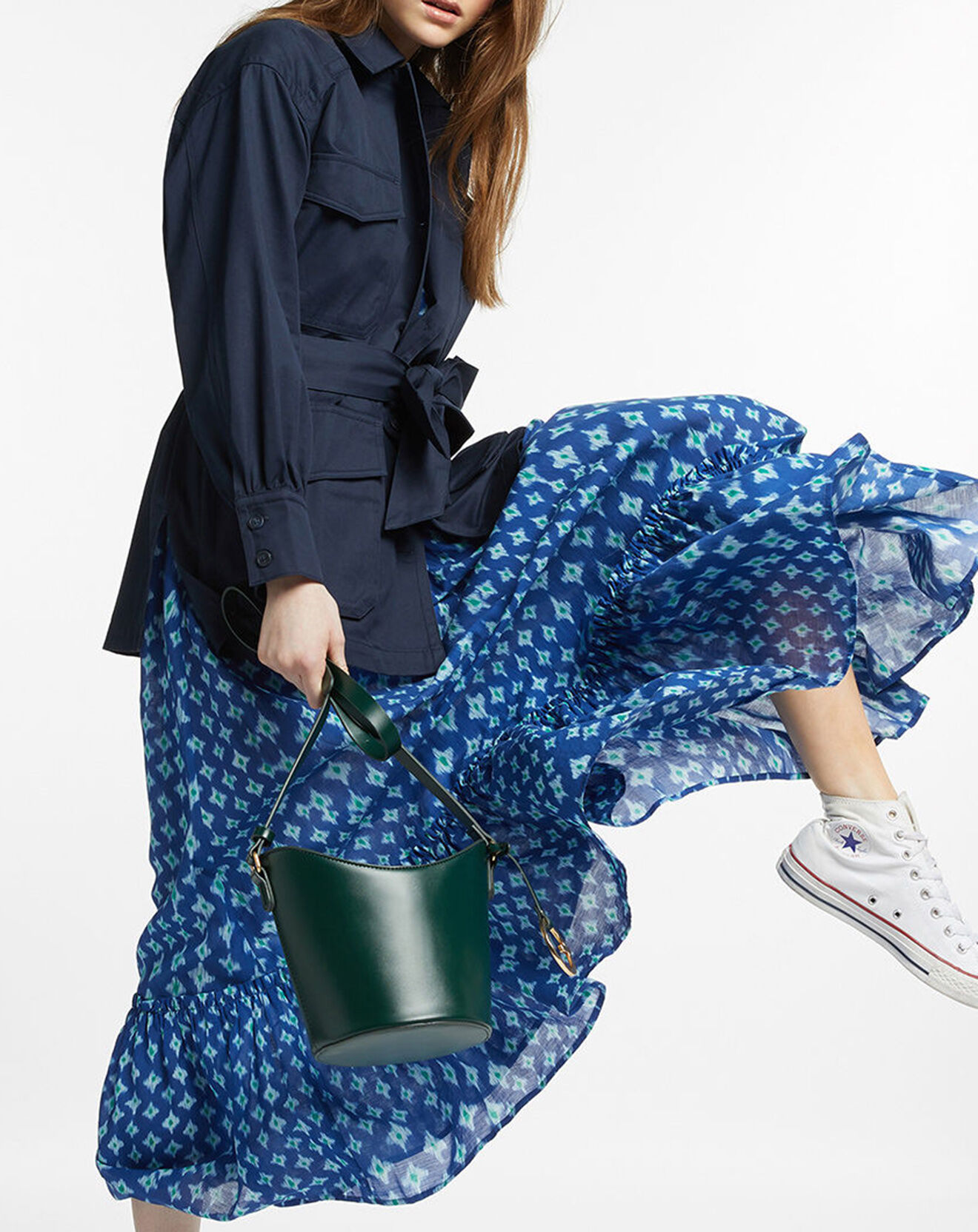 Galeries Lafayette Veste Saharienne en Coton épais bleu marine