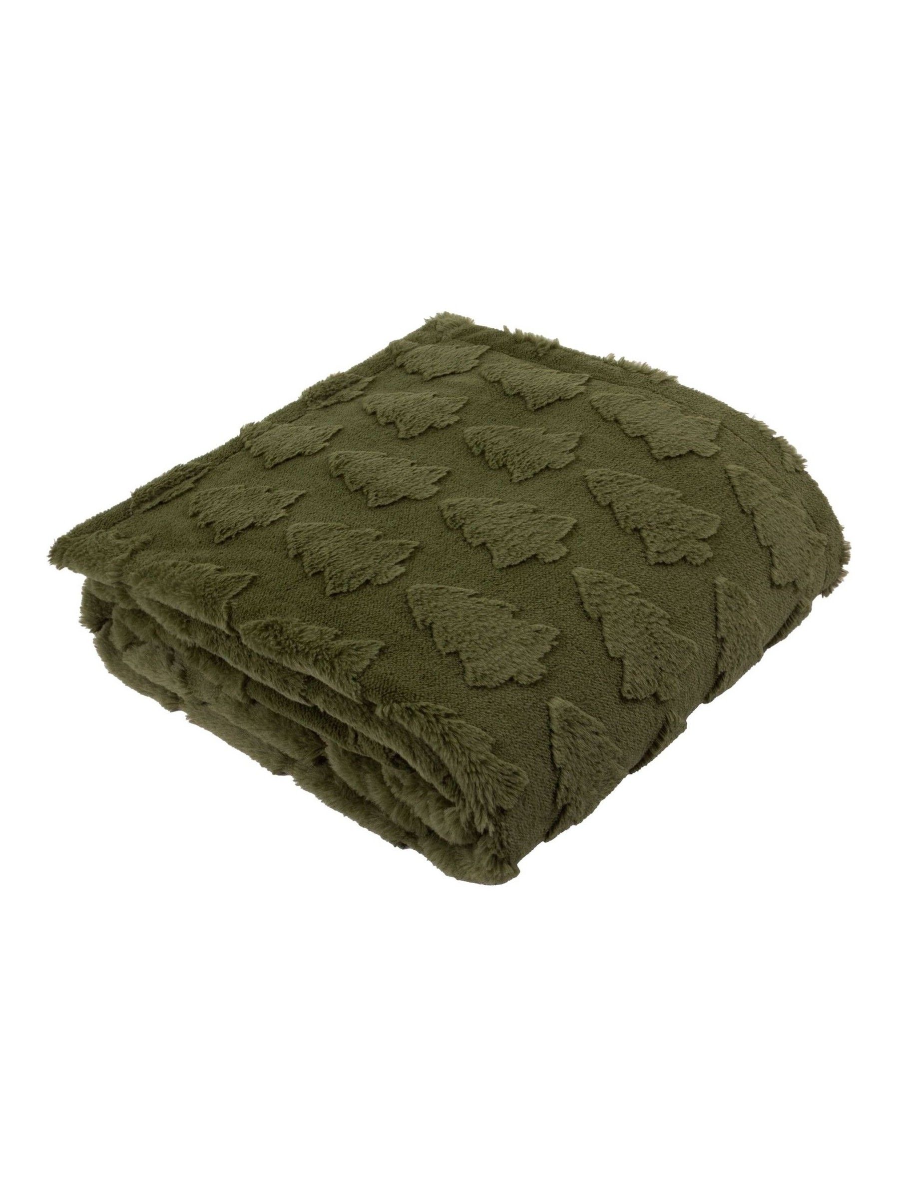Furn Christmas Pines Faux Fur Throw
