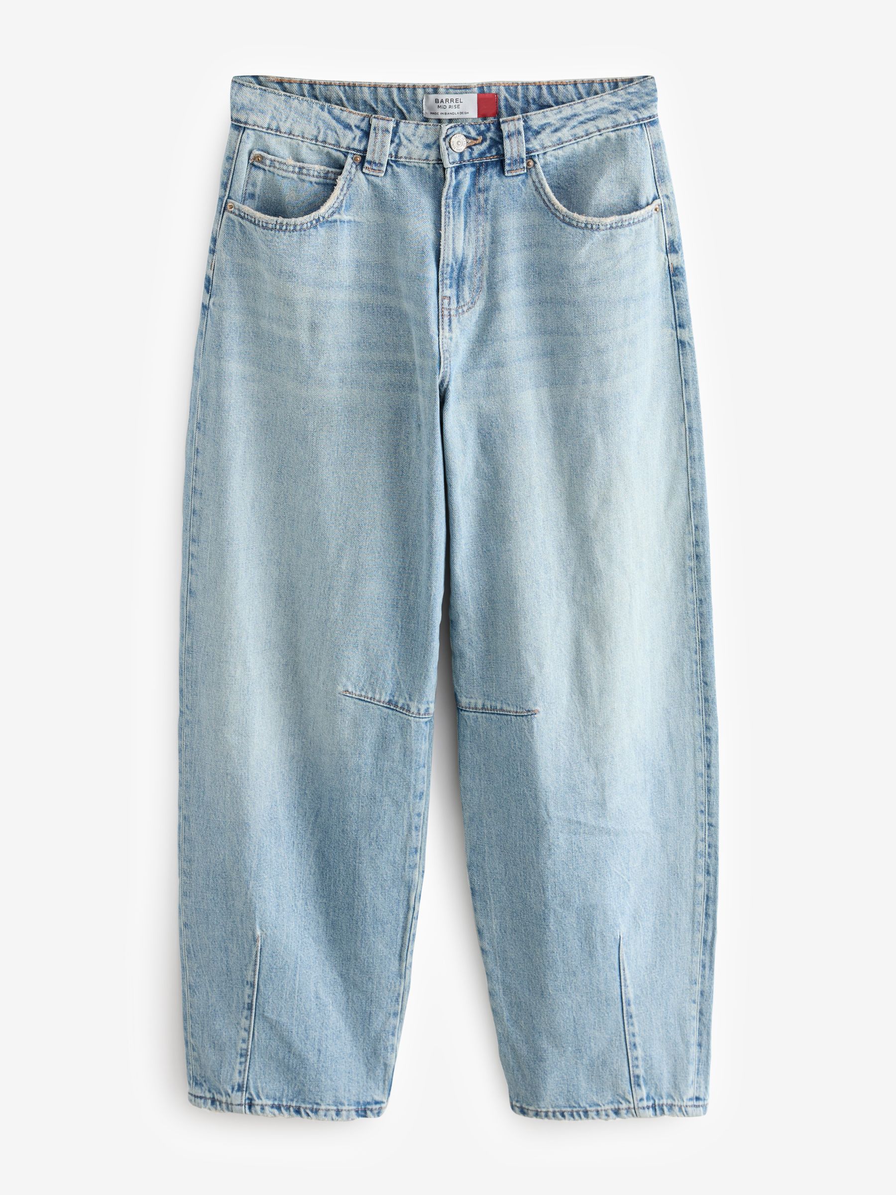 Gebleekte denim - Hourglass Barrel Jeans met pijltjes op de knieën 100% Katoen