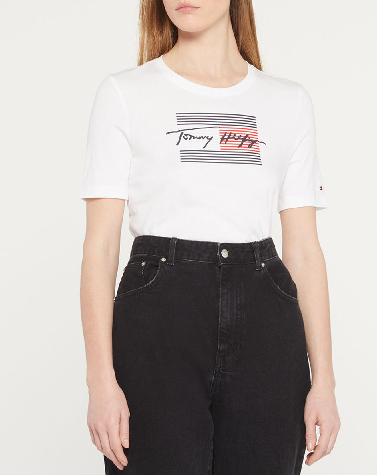 Tommy Hilfiger T-Shirt 100% Coton Bio Flag blanc